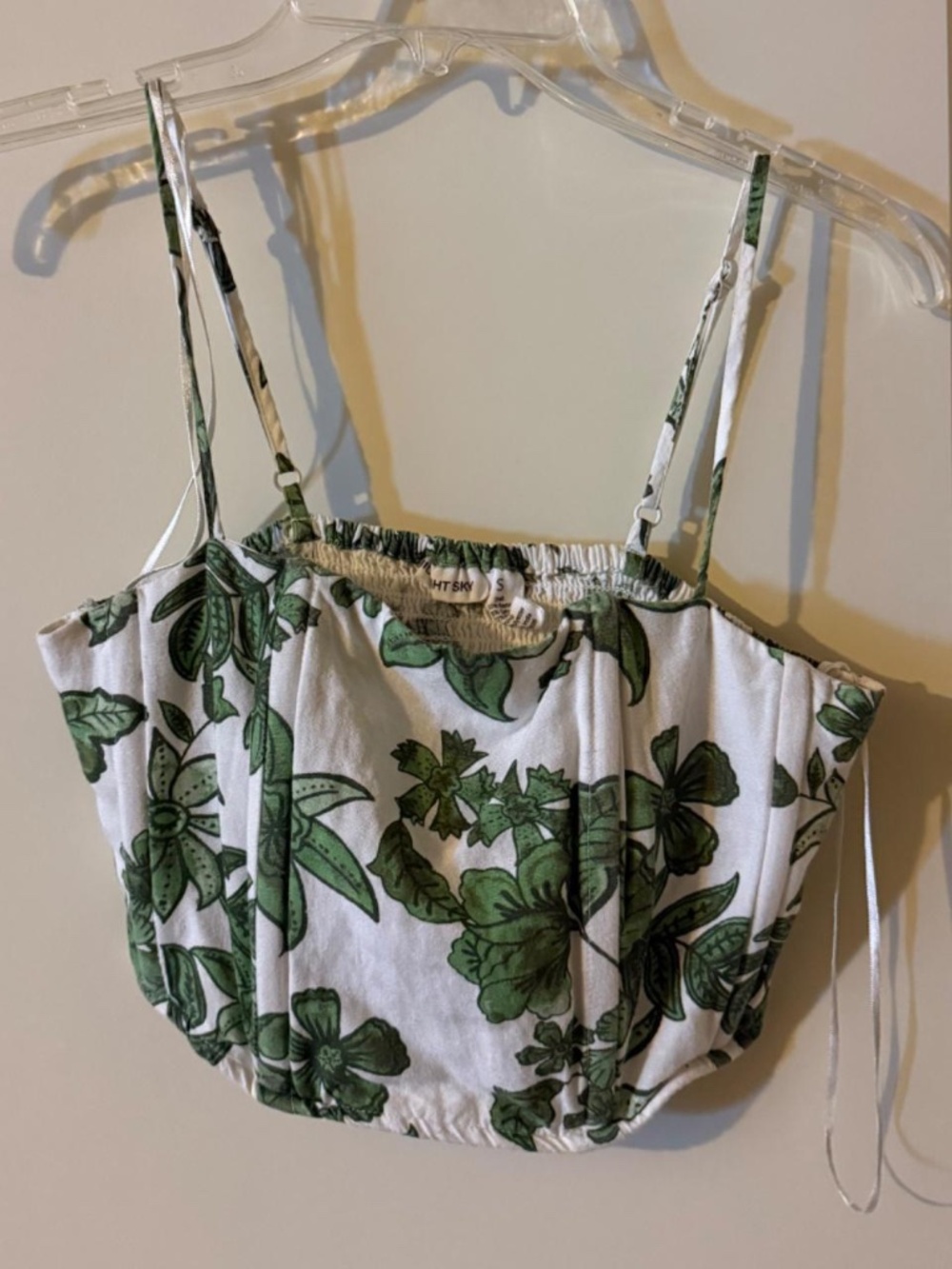 Greenery spaghetti strap corset crop top, size small